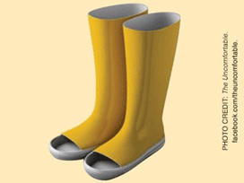 An illustration of rainboots without toes.