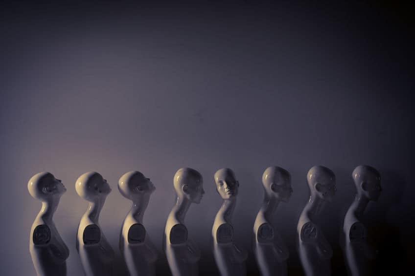 Plastic Woman Figurines Standing in The Line