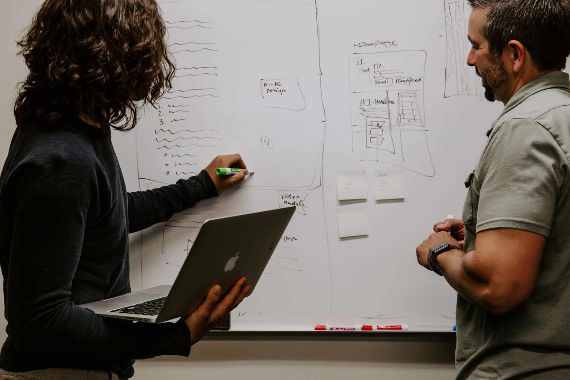 Wireframe on a white board
