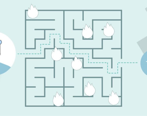 Image of a maze depicting market problems product professionals have to overcome