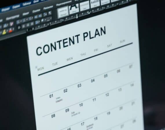 Image featuring a compute with a content planning calendar