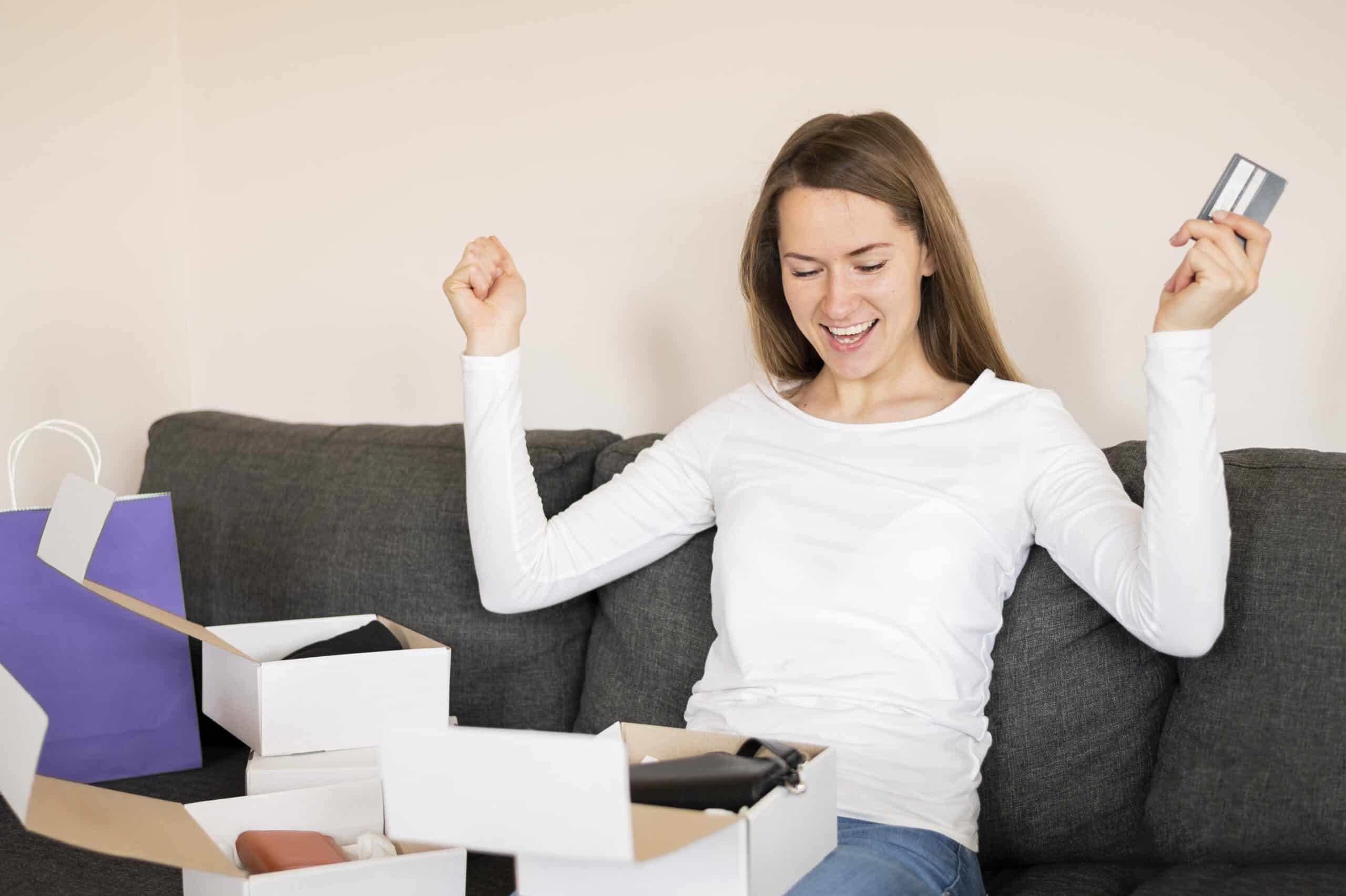 Woman Celebrating Great Customer Experience