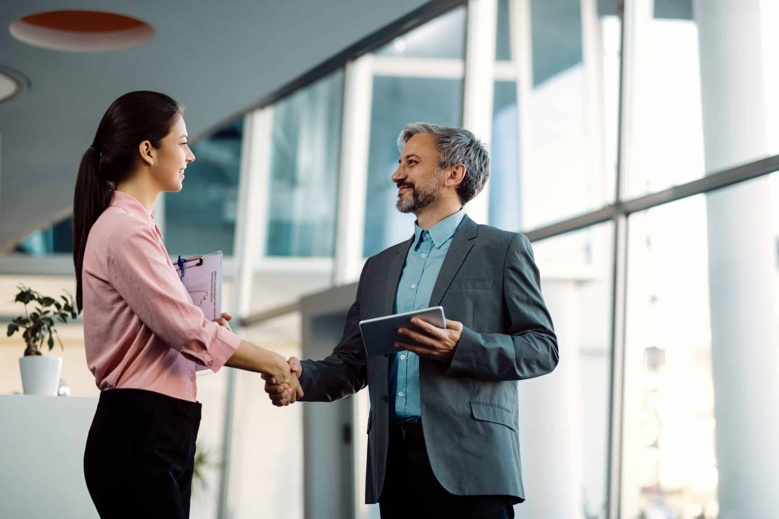 Shaking hands and working together