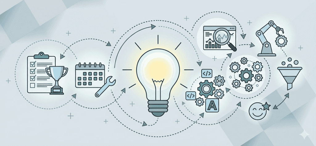 Graphic showing successful new product launch strategies and how they take ideas into the market