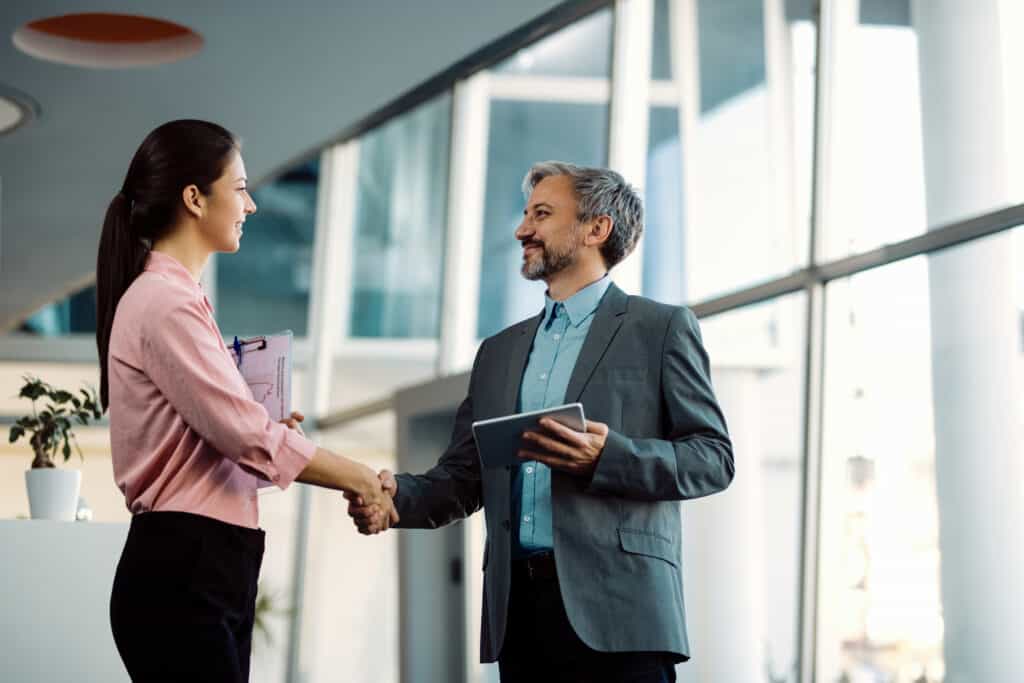 Shaking hands and working together